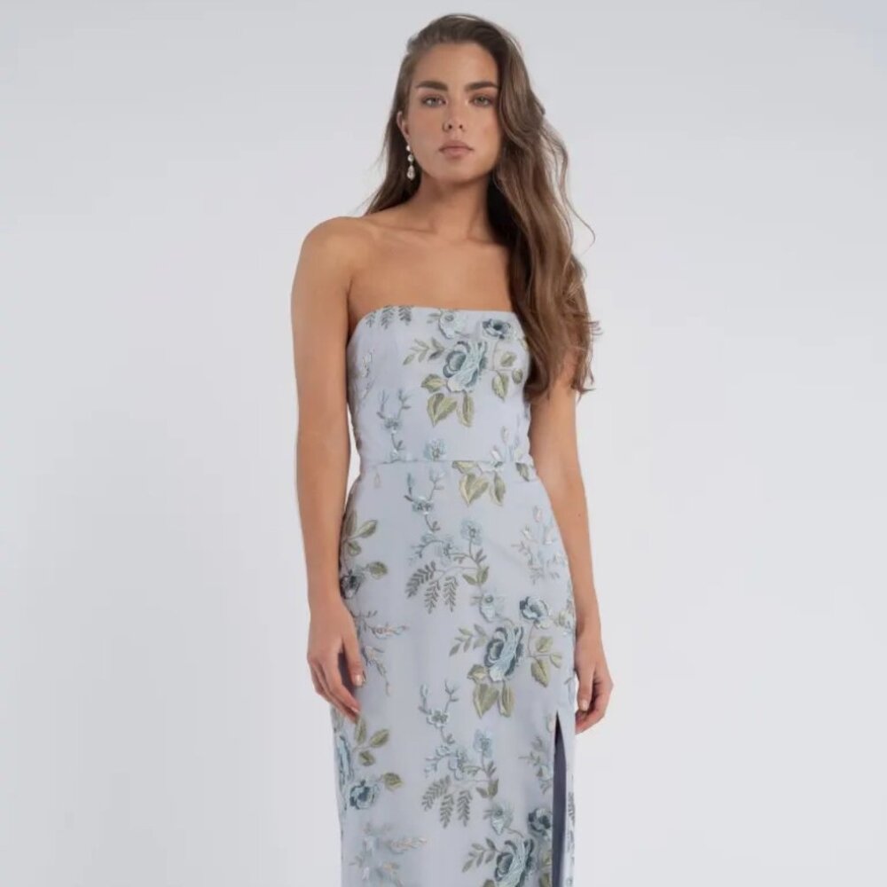 Jenny Yoo Enchanted Floral Whisper Blue Mercy Dress size 6 (Hemmed 2 inches)